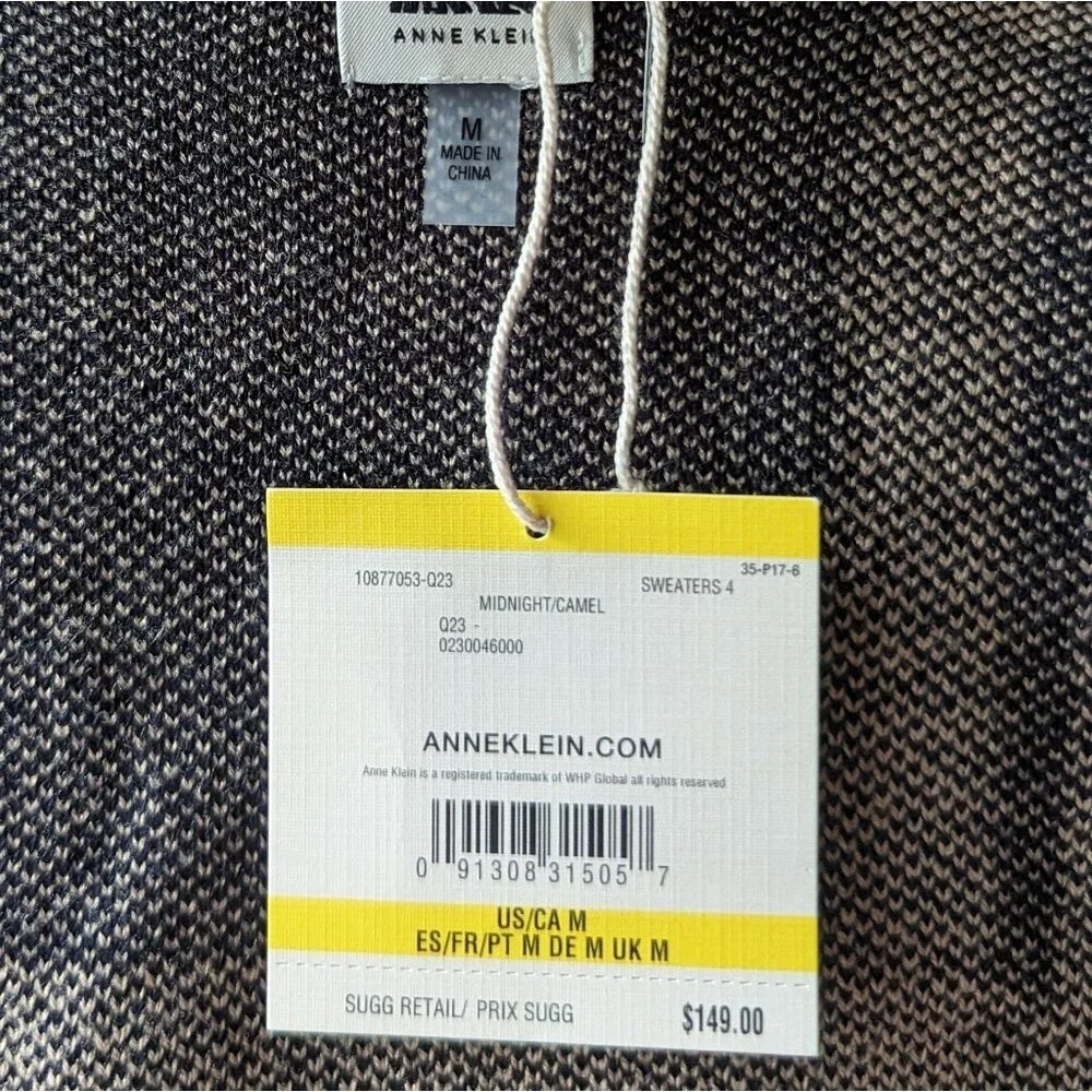 Anne Klein Midnight Camel Plaid Sweater Medium NWT - Picture 7 of 7